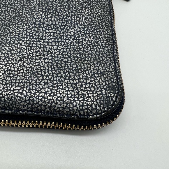 COLE HAAN Village Sheila Blue Metallic Pebbled Leather Expandable Crossbody Bag - Picture 8 of 17